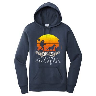 She Lived Happily Ever After Camping Hiking Dog Lover Gift Women's Pullover Hoodie