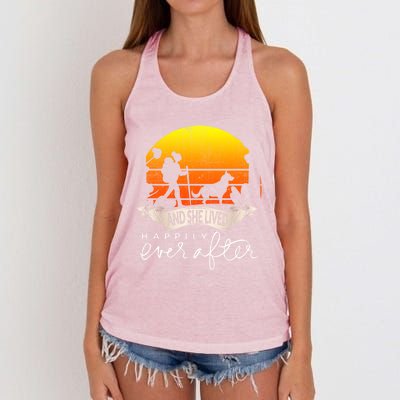 She Lived Happily Ever After Camping Hiking Dog Lover Gift Women's Knotted Racerback Tank