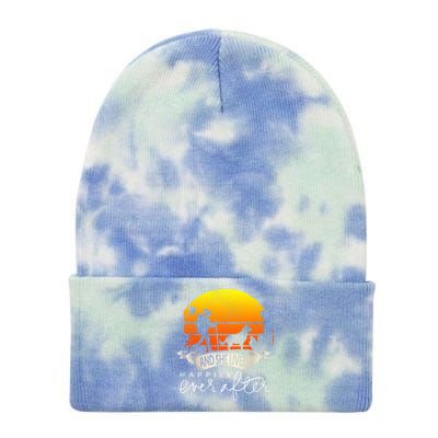 She Lived Happily Ever After Camping Hiking Dog Lover Gift Tie Dye 12in Knit Beanie