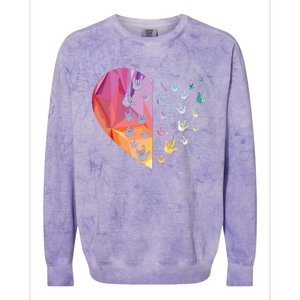 Sign Language Heart ASL Gift Deaf Gift ASL Teacher Gift Colorblast Crewneck Sweatshirt