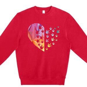 Sign Language Heart ASL Gift Deaf Gift ASL Teacher Gift Premium Crewneck Sweatshirt