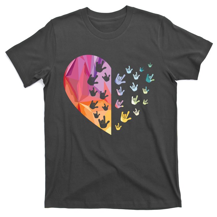 Sign Language Heart ASL Gift Deaf Gift ASL Teacher Gift T-Shirt