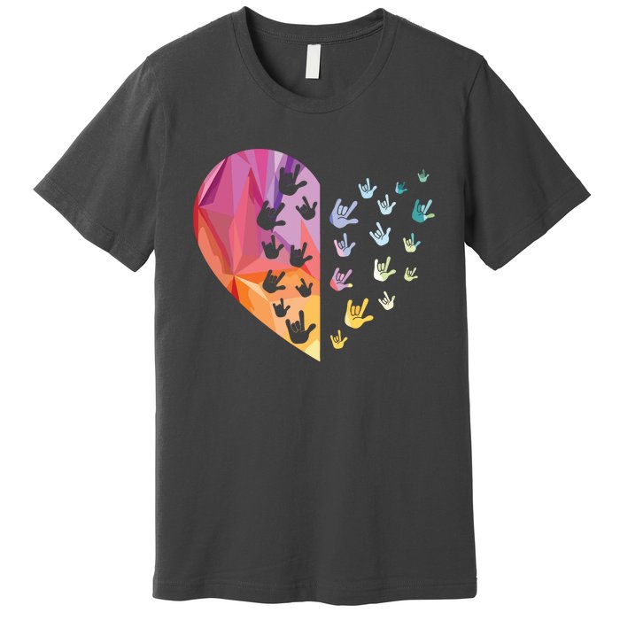 Sign Language Heart ASL Gift Deaf Gift ASL Teacher Gift Premium T-Shirt