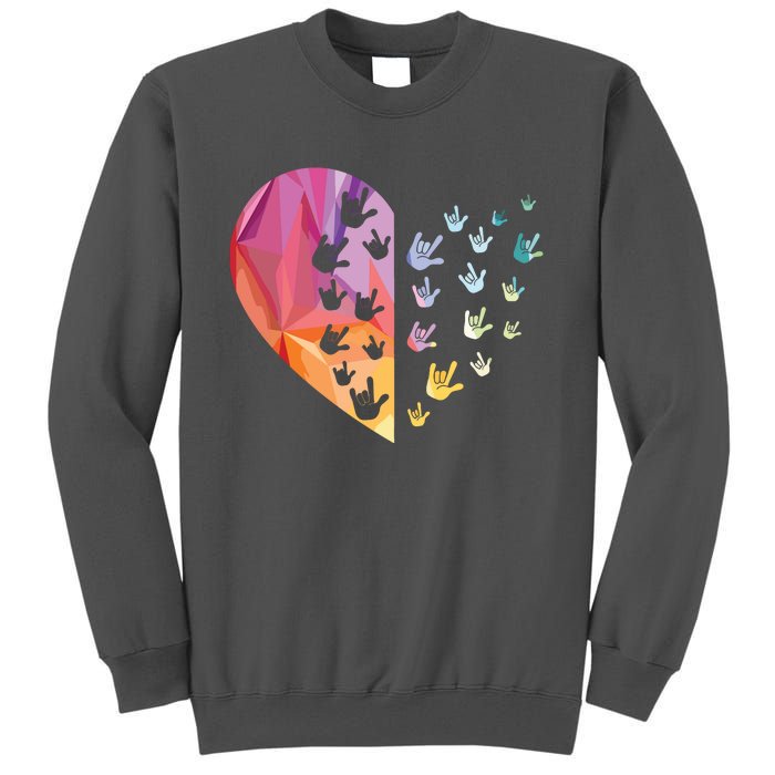 Sign Language Heart ASL Gift Deaf Gift ASL Teacher Gift Tall Sweatshirt