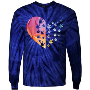 Sign Language Heart ASL Gift Deaf Gift ASL Teacher Gift Tie-Dye Long Sleeve Shirt