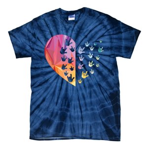 Sign Language Heart ASL Gift Deaf Gift ASL Teacher Gift Tie-Dye T-Shirt