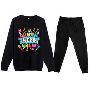 School Lunch Hero Squad A Food Service Team Lunch Hero Crew Cool Gift Premium Crewneck Sweatsuit Set