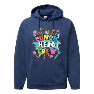 School Lunch Hero Squad A Food Service Team Lunch Hero Crew Cool Gift Performance Fleece Hoodie