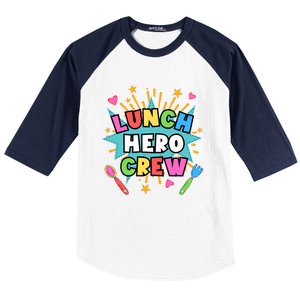 School Lunch Hero Squad A Food Service Team Lunch Hero Crew Cool Gift Baseball Sleeve Shirt