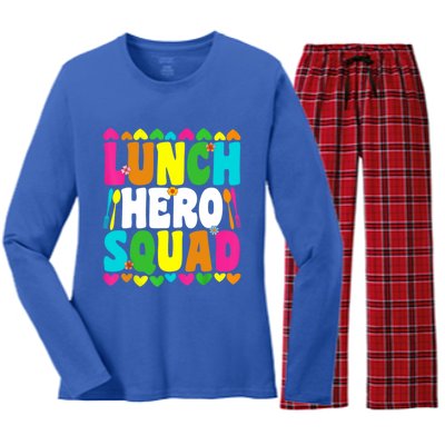 School Lunch Hero Squad Funny Cafeteria Workers Gifts Women's Long Sleeve Flannel Pajama Set 