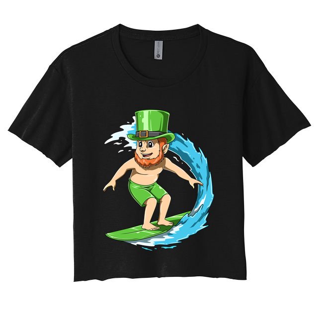 Surfing Leprechaun Hawaiian Irish St Patrick's Day Surfers Gift Crop Top