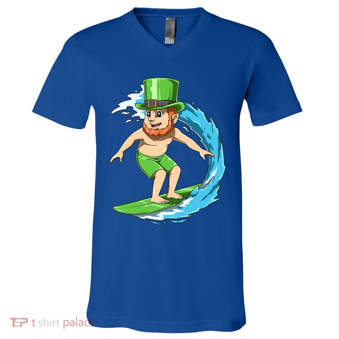 Surfing Leprechaun Hawaiian Irish St Patrick's Day Surfers Gift V-Neck T-Shirt