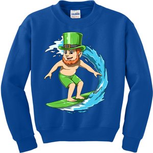 Surfing Leprechaun Hawaiian Irish St Patrick's Day Surfers Gift Kids Sweatshirt