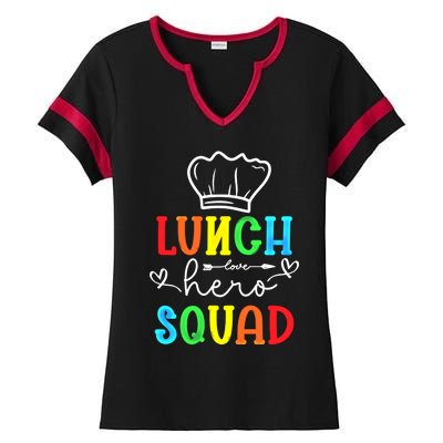 School Lunch Hero Squad Funny Cafeteria Workers Gift Ladies Halftime Notch Neck Tee