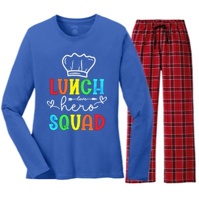 School Lunch Hero Squad Funny Cafeteria Workers Gift Women's Long Sleeve Flannel Pajama Set 