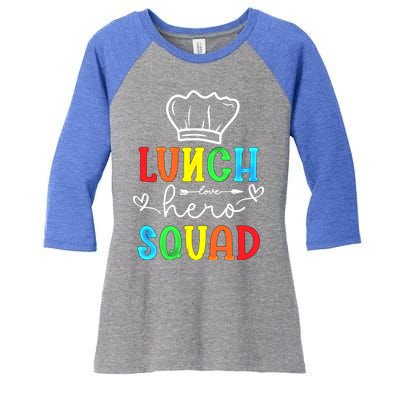 School Lunch Hero Squad Funny Cafeteria Workers Gift Women's Tri-Blend 3/4-Sleeve Raglan Shirt