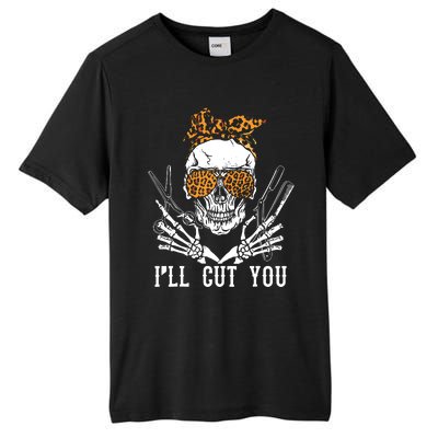 Skull Leopard Hairdresser ILl Cut You Halloween Tall Fusion ChromaSoft Performance T-Shirt