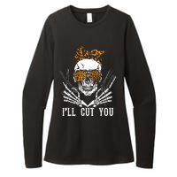 Skull Leopard Hairdresser ILl Cut You Halloween Womens CVC Long Sleeve Shirt