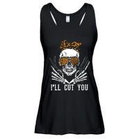 Skull Leopard Hairdresser ILl Cut You Halloween Ladies Essential Flowy Tank