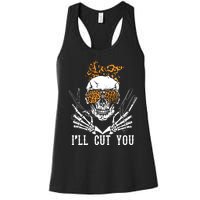 Skull Leopard Hairdresser ILl Cut You Halloween Women's Racerback Tank