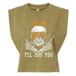 Skull Leopard Hairdresser ILl Cut You Halloween Garment-Dyed Women's Muscle Tee