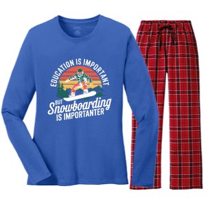 Snowboarding Lover Humor Design Funny Snowboarder Gift Women's Long Sleeve Flannel Pajama Set 