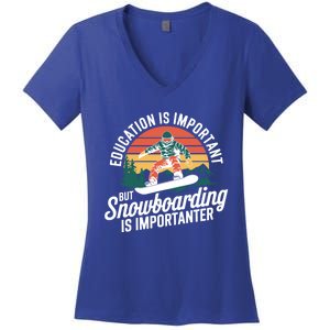 Snowboarding Lover Humor Design Funny Snowboarder Gift Women's V-Neck T-Shirt