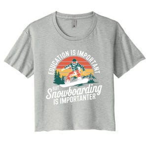 Snowboarding Lover Humor Design Funny Snowboarder Gift Women's Crop Top Tee