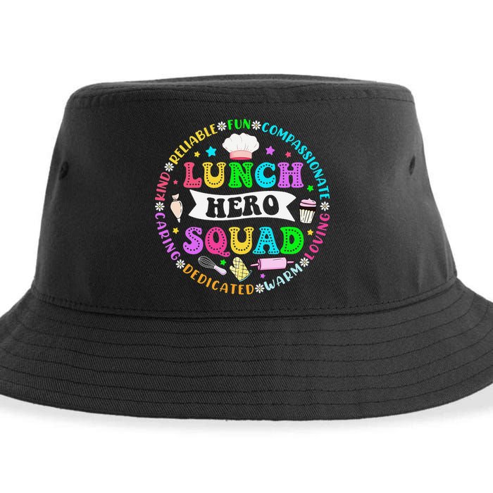 School Lunch Hero Squad Funny Cafeteria Workers Lunch Lady Sustainable Bucket Hat