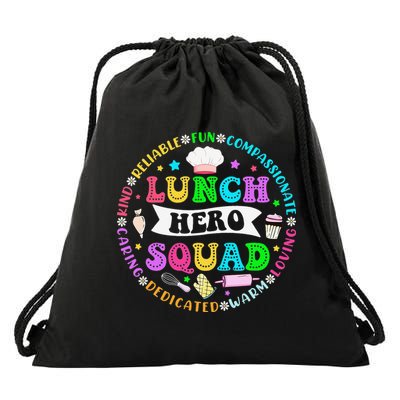 School Lunch Hero Squad Funny Cafeteria Workers Lunch Lady Drawstring Bag