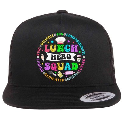 School Lunch Hero Squad Funny Cafeteria Workers Lunch Lady Flat Bill Trucker Hat