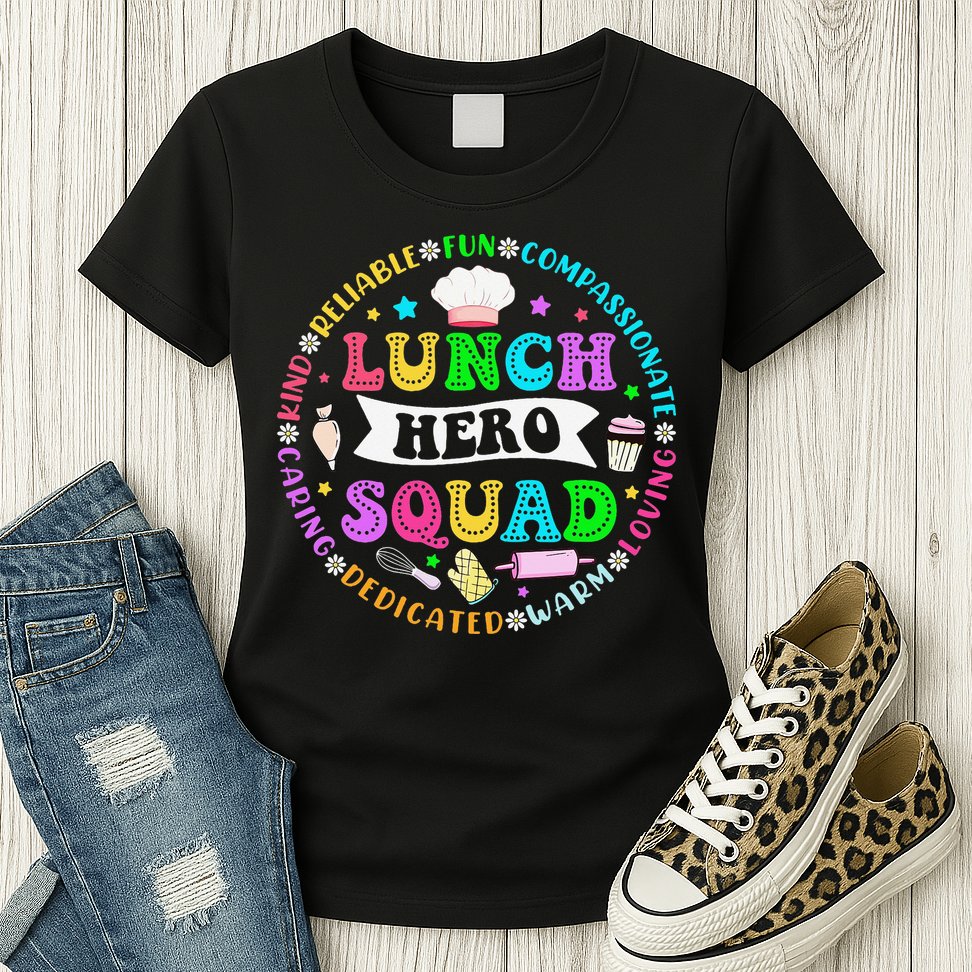 School Lunch Hero Squad Funny Cafeteria Workers Lunch Lady Womens T-Shirt