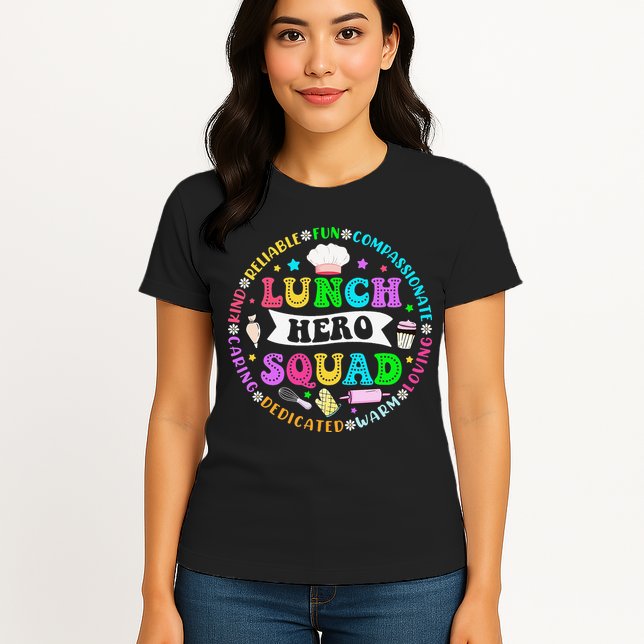 School Lunch Hero Squad Funny Cafeteria Workers Lunch Lady Womens T-Shirt