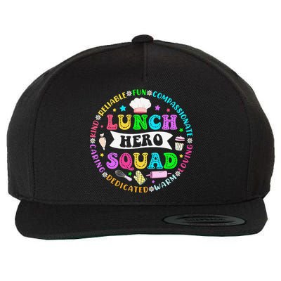 School Lunch Hero Squad Funny Cafeteria Workers Lunch Lady Wool Snapback Cap