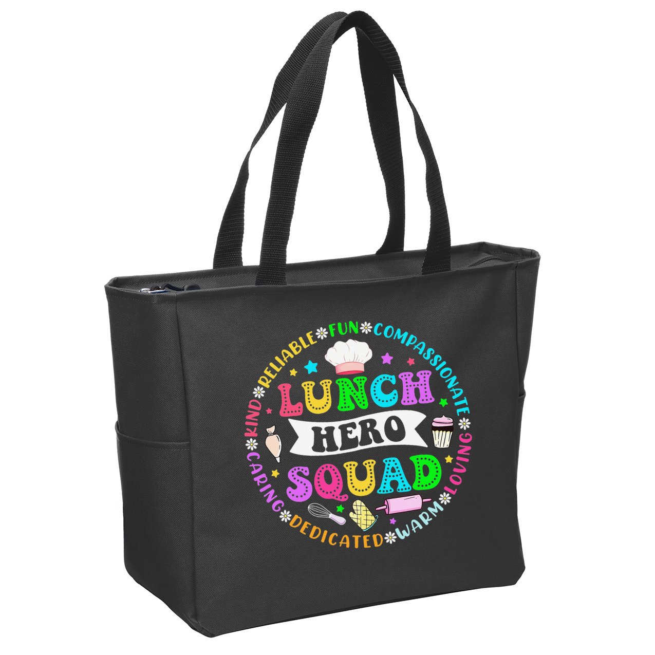 School Lunch Hero Squad Funny Cafeteria Workers Lunch Lady Zip Tote Bag