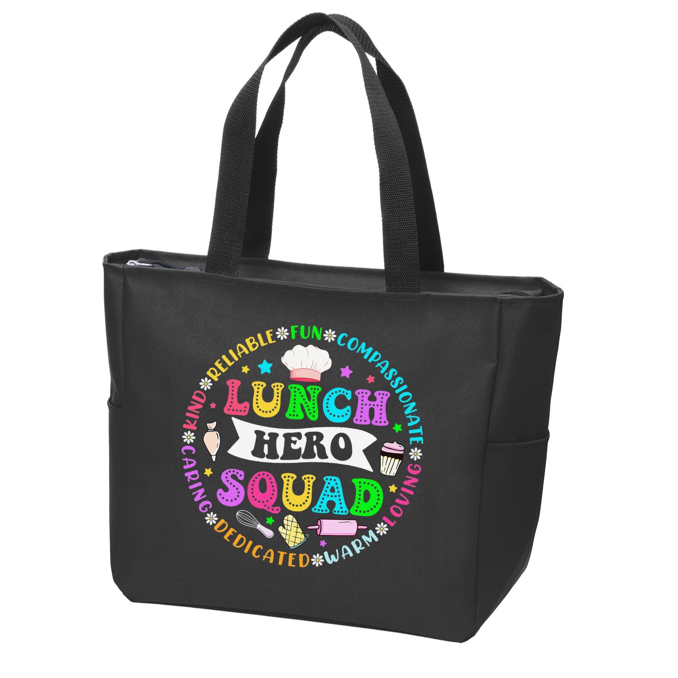 School Lunch Hero Squad Funny Cafeteria Workers Lunch Lady Zip Tote Bag