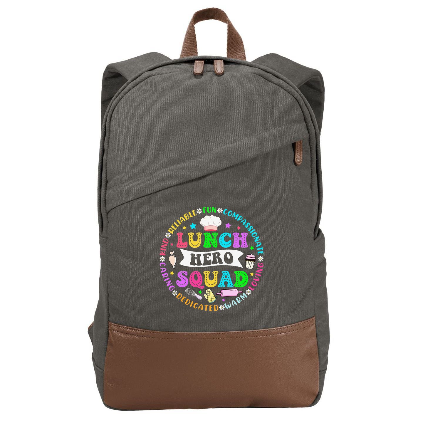 School Lunch Hero Squad Funny Cafeteria Workers Lunch Lady Cotton Canvas Backpack