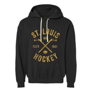 St. Louis Ice Hockey Hoodie Crossed Sticks Garment-Dyed Fleece Hoodie