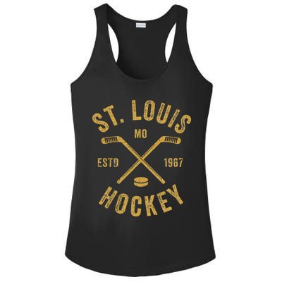 St. Louis Ice Hockey Hoodie Crossed Sticks Ladies PosiCharge Competitor Racerback Tank