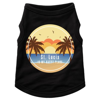 St Lucia Is My Happy Place Fun Beach Vacation Palm Trees Su Meaningful Gift Doggie Tank