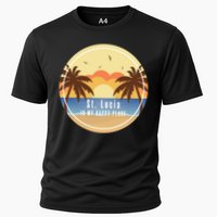 St Lucia Is My Happy Place Fun Beach Vacation Palm Trees Su Meaningful Gift Performance Shirt