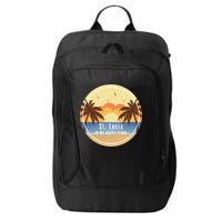 St Lucia Is My Happy Place Fun Beach Vacation Palm Trees Su Meaningful Gift City Backpack