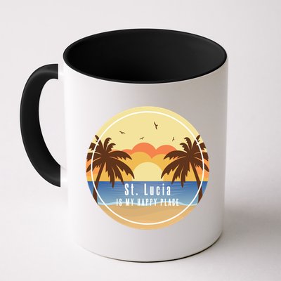 St Lucia Is My Happy Place Fun Beach Vacation Palm Trees Su Meaningful Gift Mug