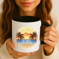 St Lucia Is My Happy Place Fun Beach Vacation Palm Trees Su Meaningful Gift Mug