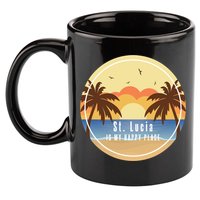 St Lucia Is My Happy Place Fun Beach Vacation Palm Trees Su Meaningful Gift 11oz C Handle Ceramic Mug