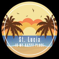 St Lucia Is My Happy Place Fun Beach Vacation Palm Trees Su Meaningful Gift Flat Bill Trucker Hat