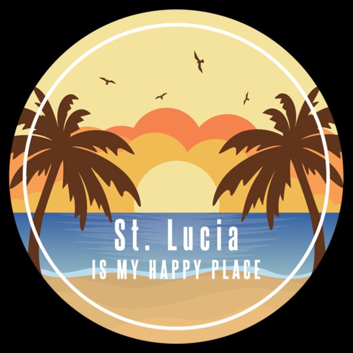 St Lucia Is My Happy Place Fun Beach Vacation Palm Trees Su Meaningful Gift Flat Bill Trucker Hat