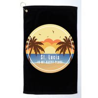 St Lucia Is My Happy Place Fun Beach Vacation Palm Trees Su Meaningful Gift Golf Towel