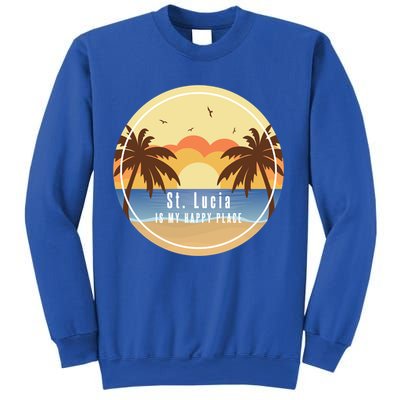 St Lucia Is My Happy Place Fun Beach Vacation Palm Trees Su Meaningful Gift Sweatshirt