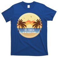 St Lucia Is My Happy Place Fun Beach Vacation Palm Trees Su Meaningful Gift T-Shirt